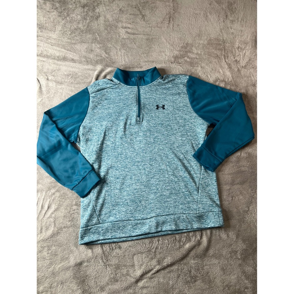 Under Armour Mens XXL Loose‎ Fit Quarter Zip Pullover Heather Teal Training Top